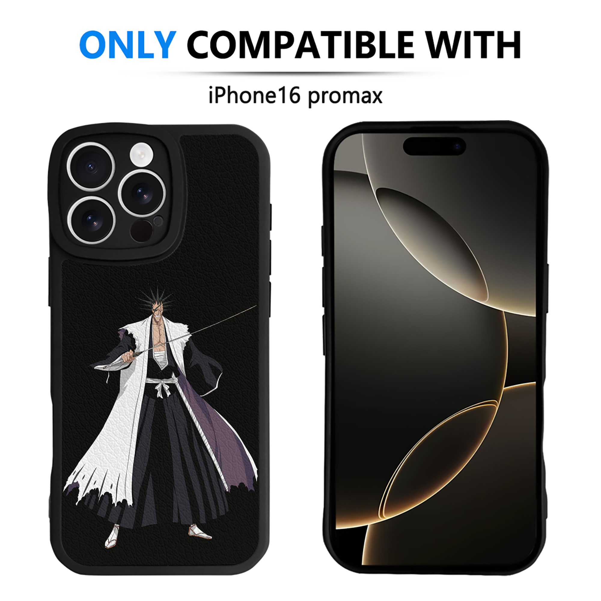 （画像用） ブリーチ ざらき けんぱち BLEACH Zaraki Kenpachi 【iPhone 16シリーズ対応】シリコンスマホケース（レザー調） 材質：シリコン